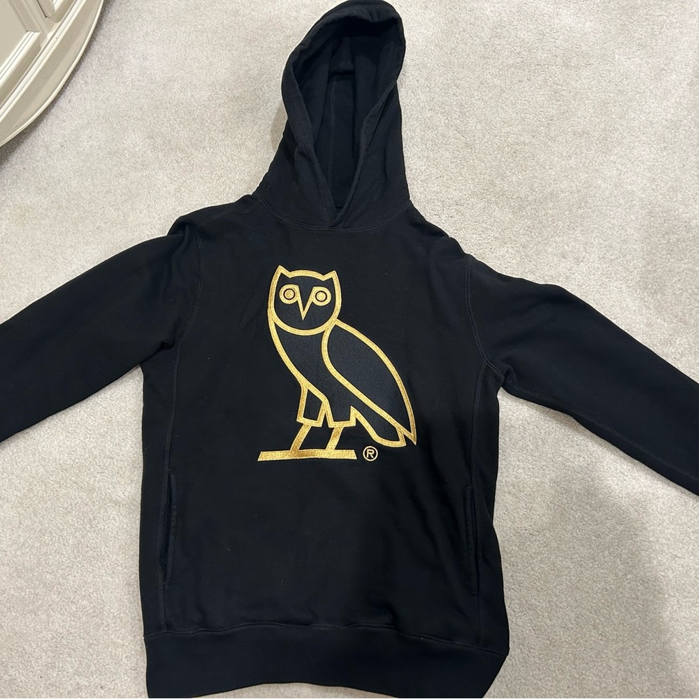 Black Hoodie with Gold Owl Emblem